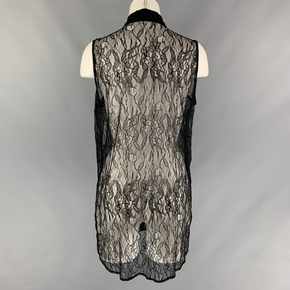 Sleeveless lace black Equipment buttondown